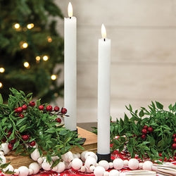 2/Set - White Wax Timer Tapers - 10"H