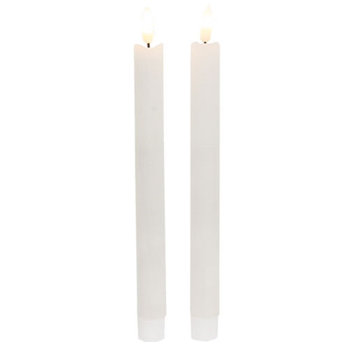 2/Set - White Wax Timer Tapers - 10"H