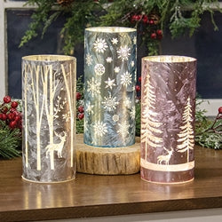 Winter Scene Luminary w/LED Lights - 3 Asstd