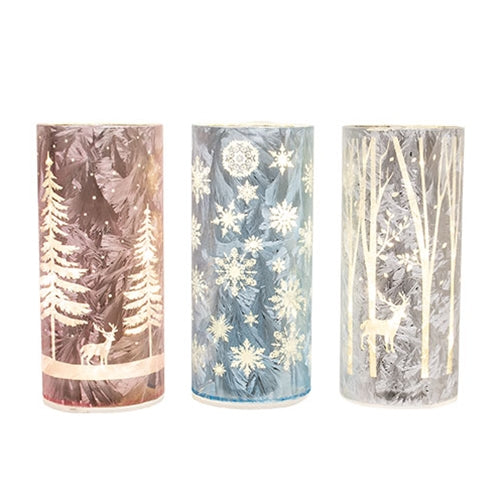 Winter Scene Luminary w/LED Lights - 3 Asstd