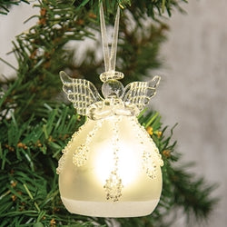 LED Glass Angel Ornament - 4"H