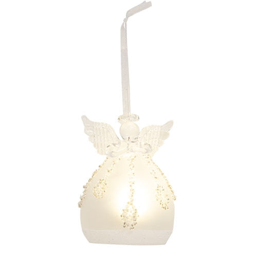 LED Glass Angel Ornament - 4"H