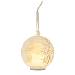4" Winter Pattern Bulb Ornament w/LED Candle - 2 Asstd