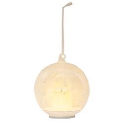 4" Winter Pattern Bulb Ornament w/LED Candle - 2 Asstd