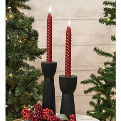 2/Set - Burgundy Twisty Timer Tapers - 10"H