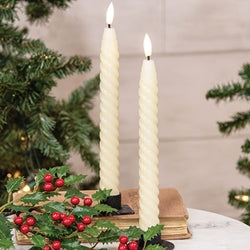 2/Set - Ivory Twisty Timer Tapers - 10"H