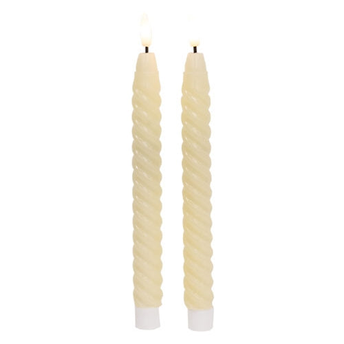 2/Set - Ivory Twisty Timer Tapers - 10"H