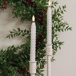 2/Set - White Twisty Timer Tapers - 10"H