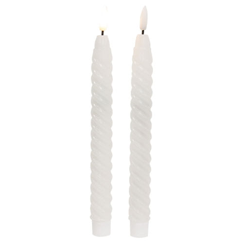 2/Set - White Twisty Timer Tapers - 10"H