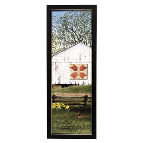 Spring Day Tulip Quilt Barn Framed Print - 6" x 18"