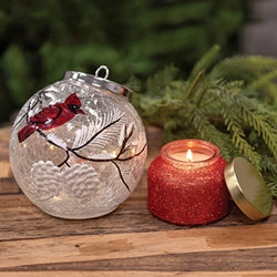 Snowy Cardinal LED Ornament & Candle Gift Set