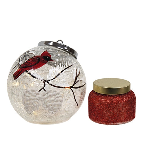 Snowy Cardinal LED Ornament & Candle Gift Set