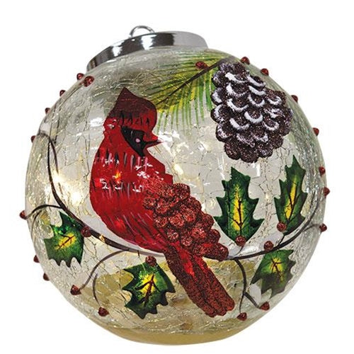 Winter Cardinal Light Up Ball Ornament