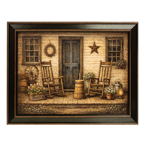 Homespun Primitive Porch Framed Print - 16x12