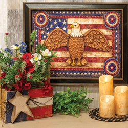 Patchwork Eagle Flag Framed Print - 12x16