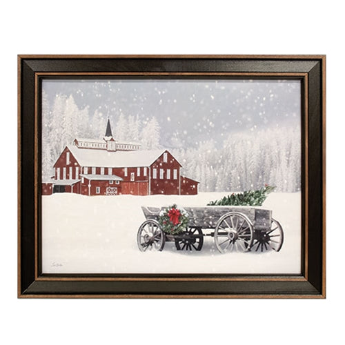 Snowy Weathered Wagon Framed Print - 16x12