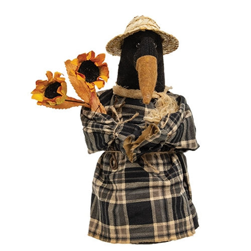 Constance Stuffed Crow w/Sunflowers