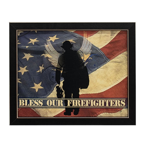 Bless Our Firefighters Framed Print - 8x10