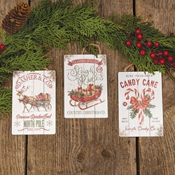 Sleigh Rides North Pole Candy Cane Ornament - 3 Asstd.