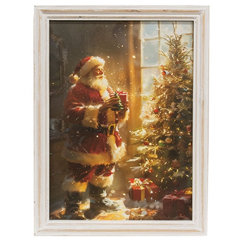 Santa By the Tree Framed Print - 12"x15.75"