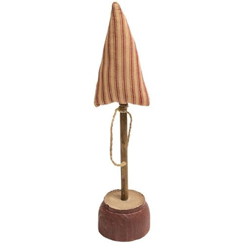 Red Ticking Stripe Christmas Tree on Base 13"