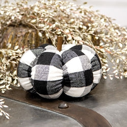 Black & White Buffalo check Stuffed Pumpkin 5"