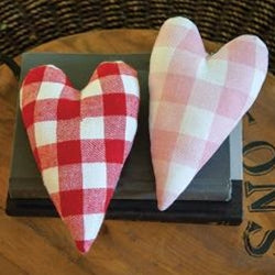 *2/Set Plaid Heart Pillow Ornaments