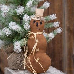 Primitive Tan Snowman w/Hat Doll