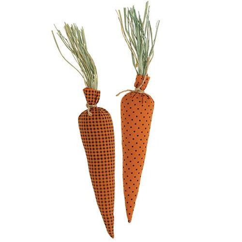 2/Set Orange & Black Polka Dot & Buffalo Check Carrots
