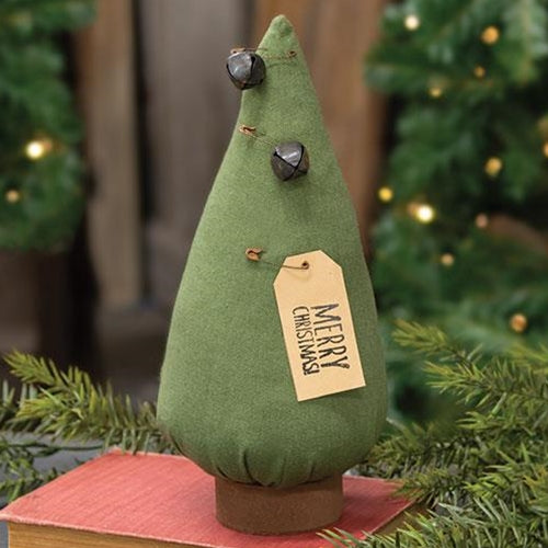 Stuffed Primitive "Merry Christmas" Tree on Base