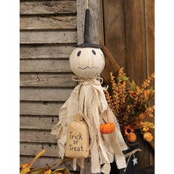 Trick or Treat Ghost Hanger w/Pumpkin