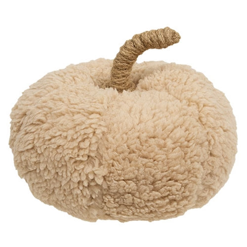 Ivory Sherpa Pumpkin w/Jute Stem Large