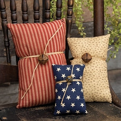 3/Set - Primitive Americana Jingle Bell Pillows