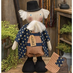 Stuffed Standing George Doll w/Flag