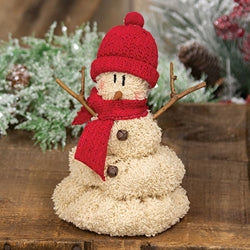 Knit Red Hat & Scarf Melting Snowman - 7"H
