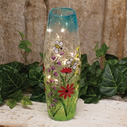 Bumble Bee Crackled Glass Light Up Vase