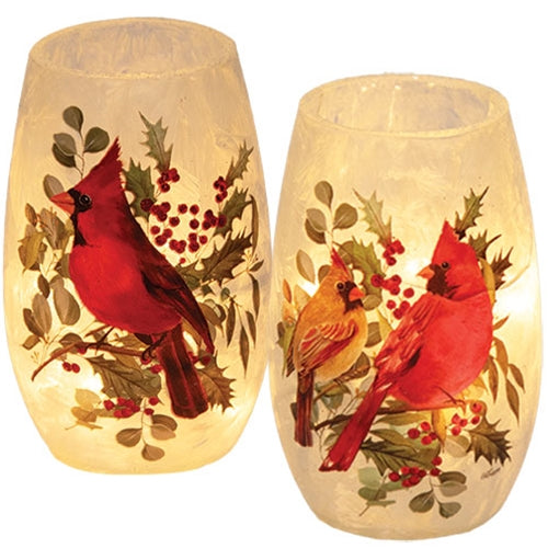 Woodland Cardinal Pre-Lit Vase - 5"H - 2 Asstd.