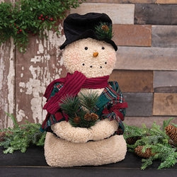 Stuffed Sherpa Woodland Plaid Snowman Doll - 19"H