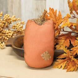 Stuffed Orange Mossy Top Patch Pumpkin - 8"H
