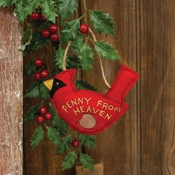 Pennies From Heaven Cardinal Felt Ornament
