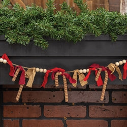 Candy Cane Rag & Bead Garland
