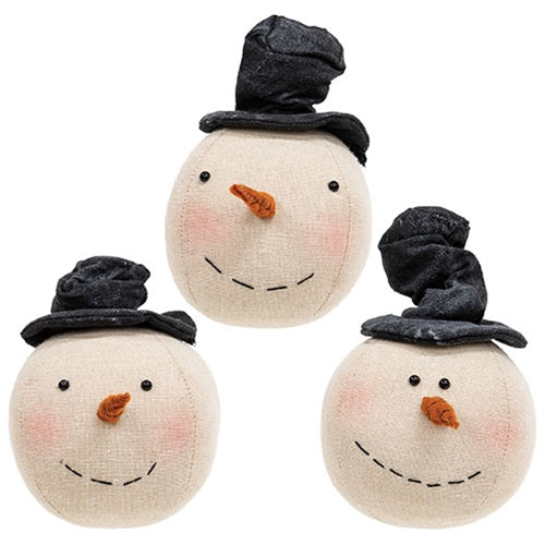 Stuffed Floppy Hat Snowman Head Sitter 3 Asstd.