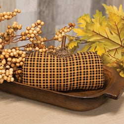 Stuffed Orange & Black Mini Check Long Primitive Pumpkin Sitter