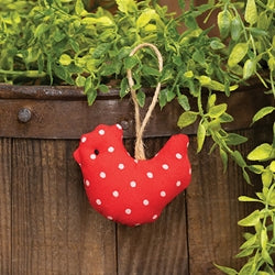 Country Polka Dot Stuffed Chicken Ornament