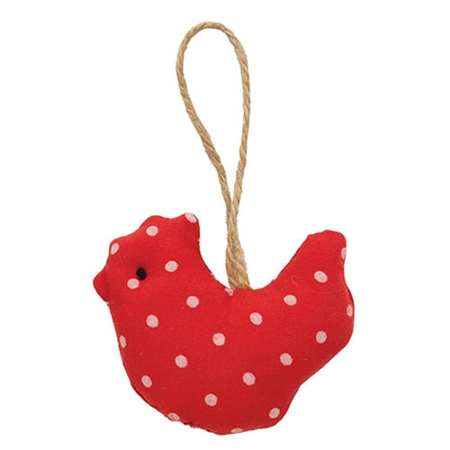 Country Polka Dot Stuffed Chicken Ornament