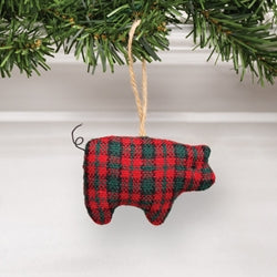 Stuffed Red & Green Plaid Pig Ornament