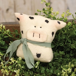 Stuffed Rustic Cow Sitter - 4"H
