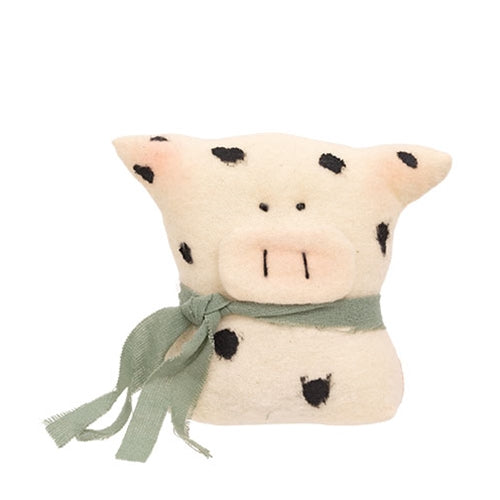 Stuffed Rustic Cow Sitter - 4"H