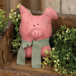 Stuffed Rustic Pig Sitter - 5.5"H