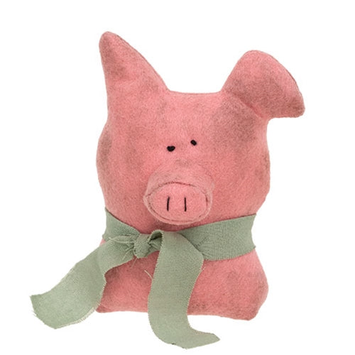 Stuffed Rustic Pig Sitter - 5.5"H